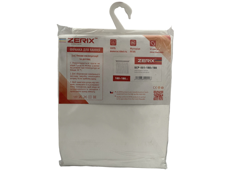 Штора Zerix SCP-001-180*180 колір Білий поліетилен+