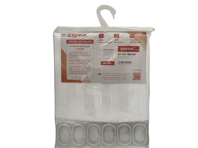 Штора Zerix SCT-001-180*180 колір Білий поліестер+