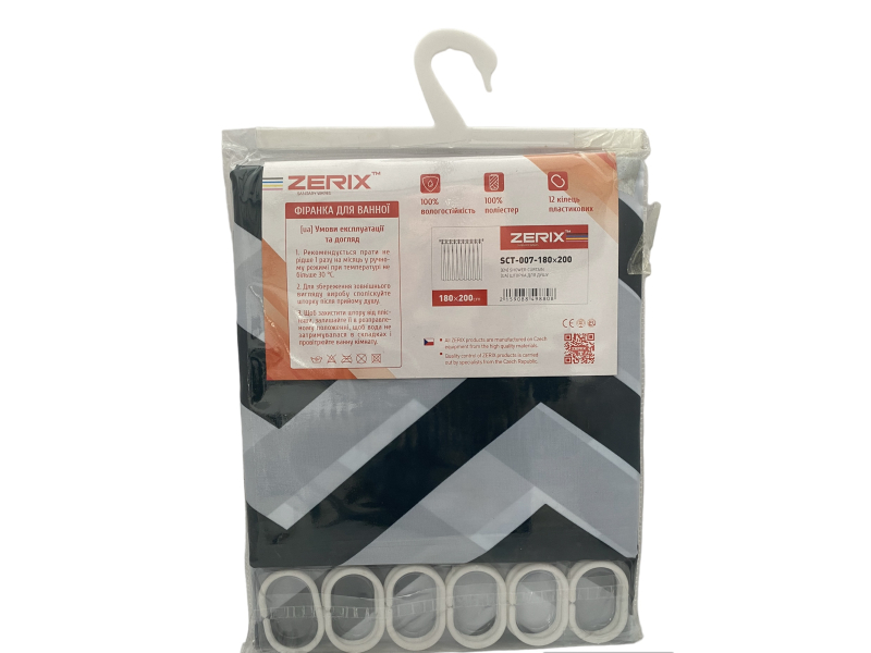 Штора Zerix SCT-007-180*200 колір Чорно-білий поліестер+