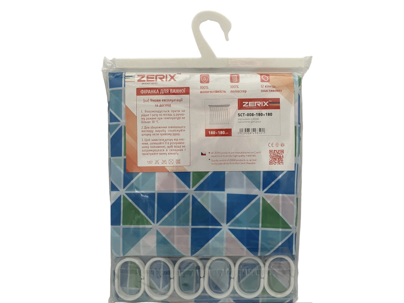 Штора Zerix SCT-008-180*180 колір Зелено-синій поліестер+