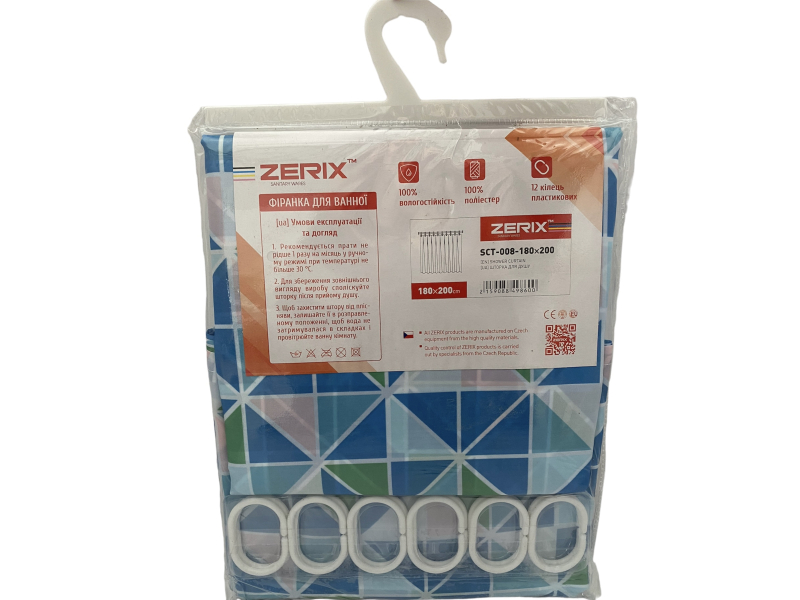 Штора Zerix SCT-008-180*200 колір Зелено-синій поліестер+