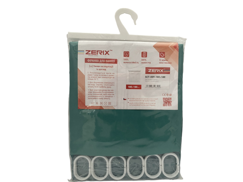 Штора Zerix SCT-009-180*180 колір Біло-зелений поліестер+