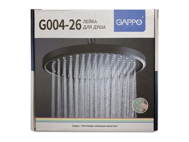 Лійка верхній душ Gappо G004-26 круг. 25см пласт. чорний Лійка верхній душ Gappо G004-26 круг. 25см пласт. чорний