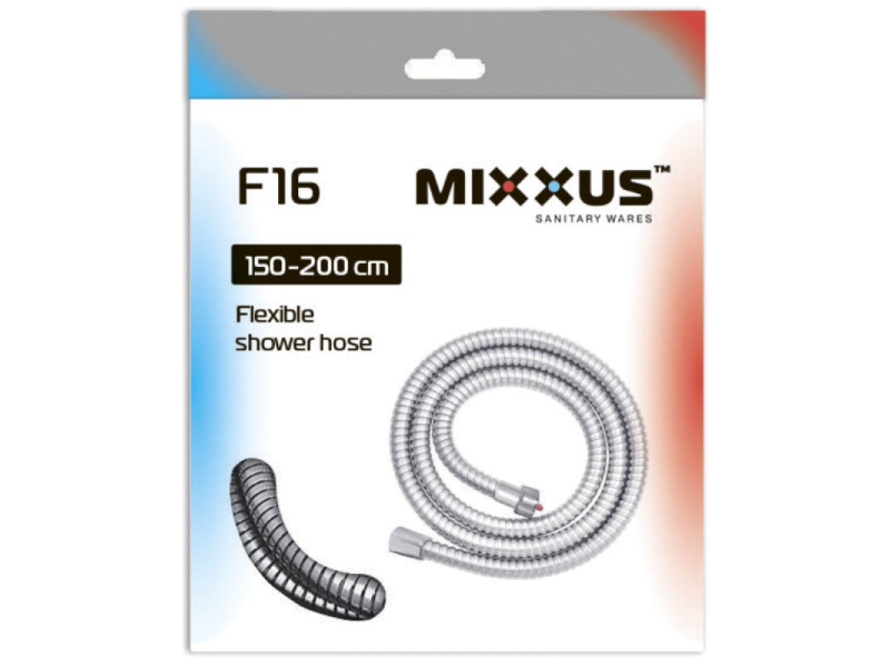 Шланг д/душа Mixxus Chr.F16 1,5-2м стрейч мілке плетіння (коробка)