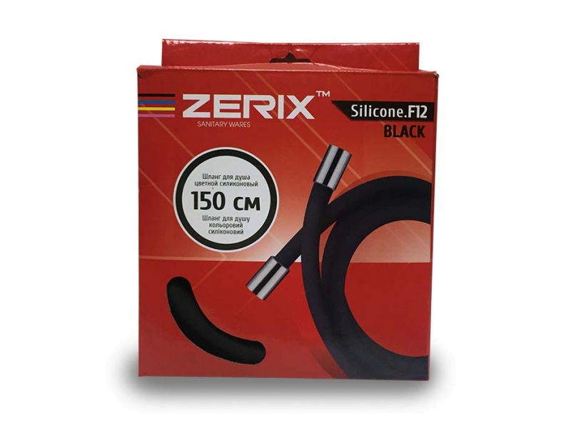 Шланг д/душа Zerix Silicone F12 1.5м силікон Black