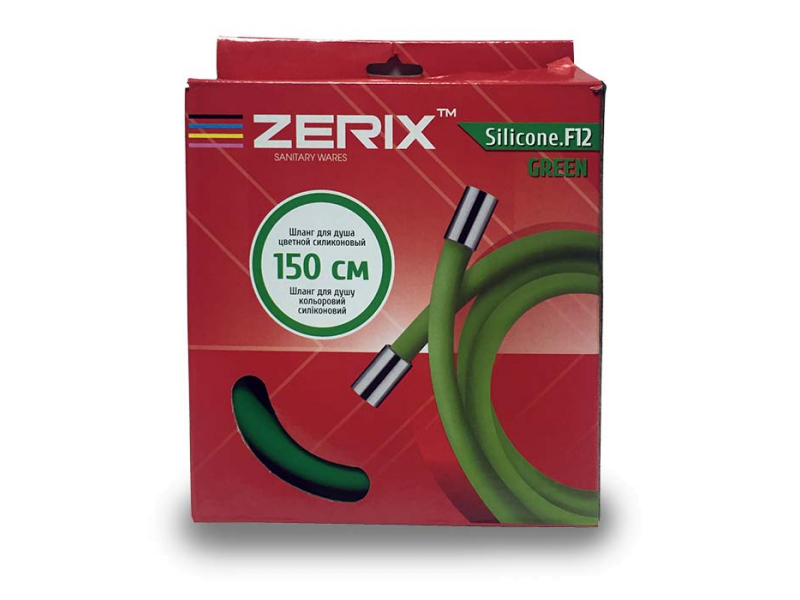 Шланг д/душа Zerix Silicone F12 1.5м силікон Green