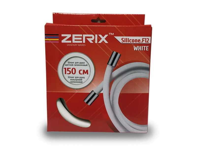 Шланг д/душа Zerix Silicone F12 1.5м силікон White