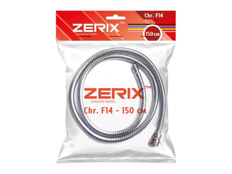 Шланг д/душа Zerix Chr.F14 1,5 для кух душа (пакет)+ Шланг д/душа Zerix Chr.F14 1,5 для кух душа (пакет)+