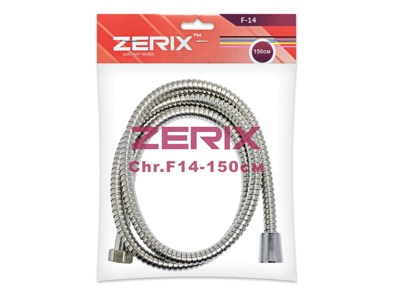 Шланг д/душа Zerix Chr.F14 1,5 для кух душа (пакет)+