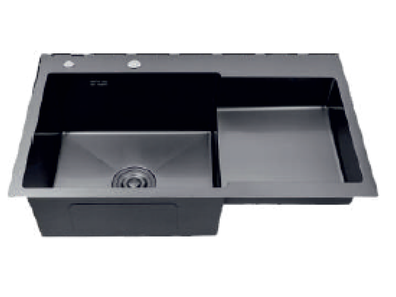 Мийка Luminex LX7848L-210B (3/1) чорна глиб. суш. (сифон і сушка для посуди) ліва