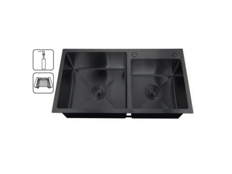 Мийка Zerix ZH7843DB-215 (3.0/1.0) PVD-BLACK з сушкою для посуди+