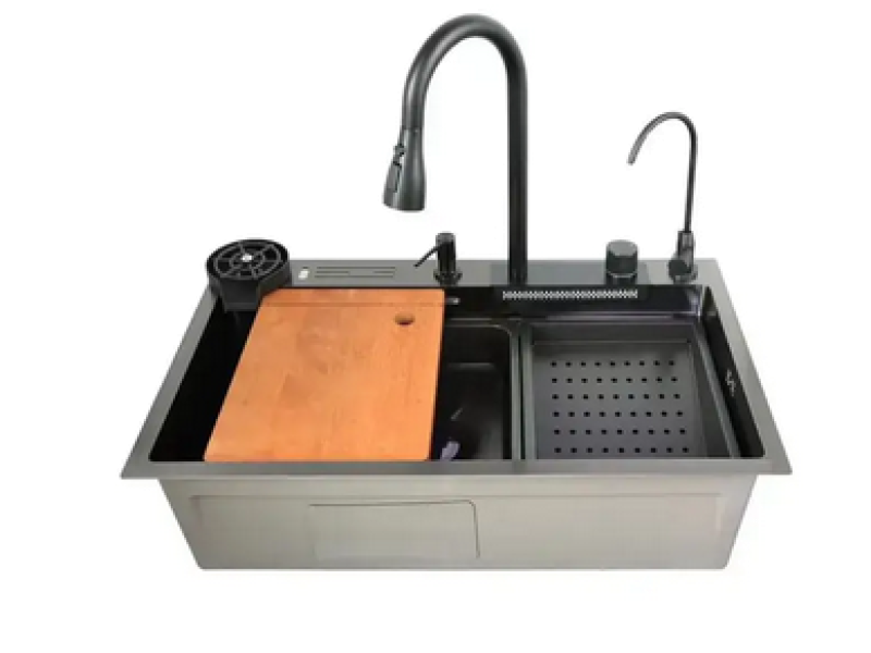 Мийка Zerix ZH7546-SET-06 DECOR NANO-BLACK зі змішувачем
