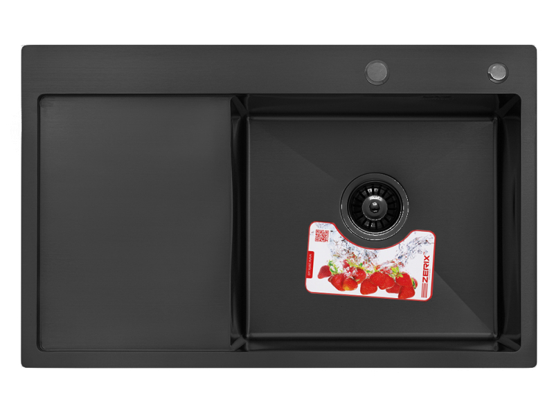 Мийка Zerix ZH7849RB-215 (3.0/1.0) PVD-BLACK з диспенсером і сушкою для посуди +