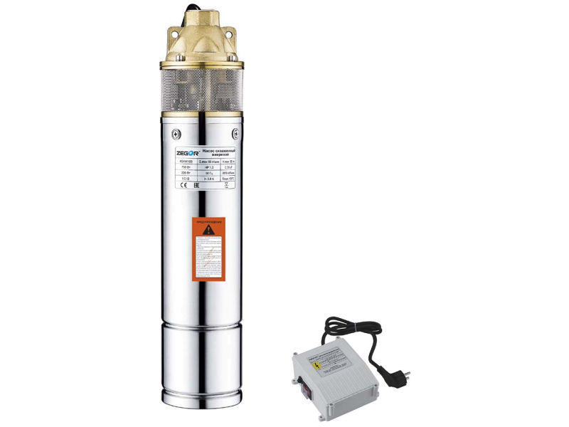 Насос Zegor глиб 4SKM150-20m вихровий (ПУЛЬТ) 1.1kw H100м Q2.9м³/г кабель 20м +
