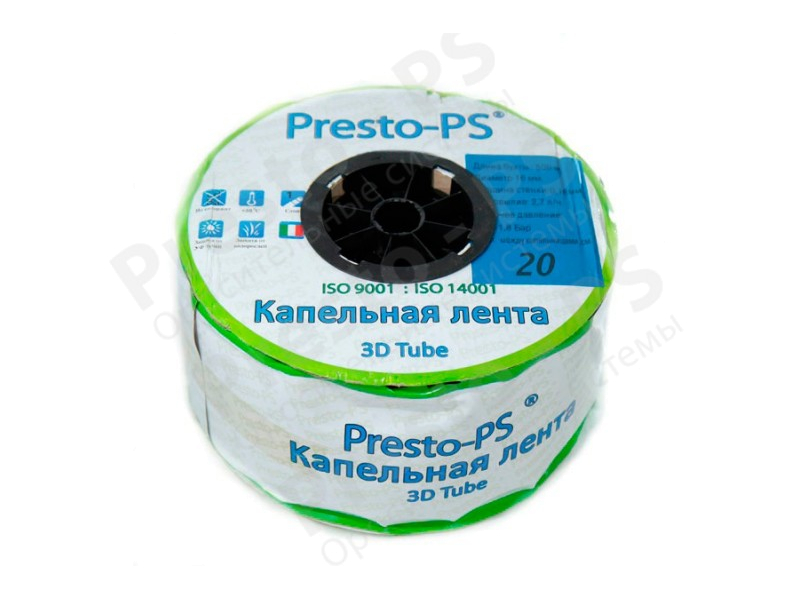 Стрічка крапельна Presto 3D-Tube (20см) 0,18 2,7л/г (500м)