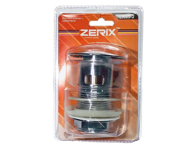 Донний клапан Zerix LR65-2(з переливом.кнопка)+
