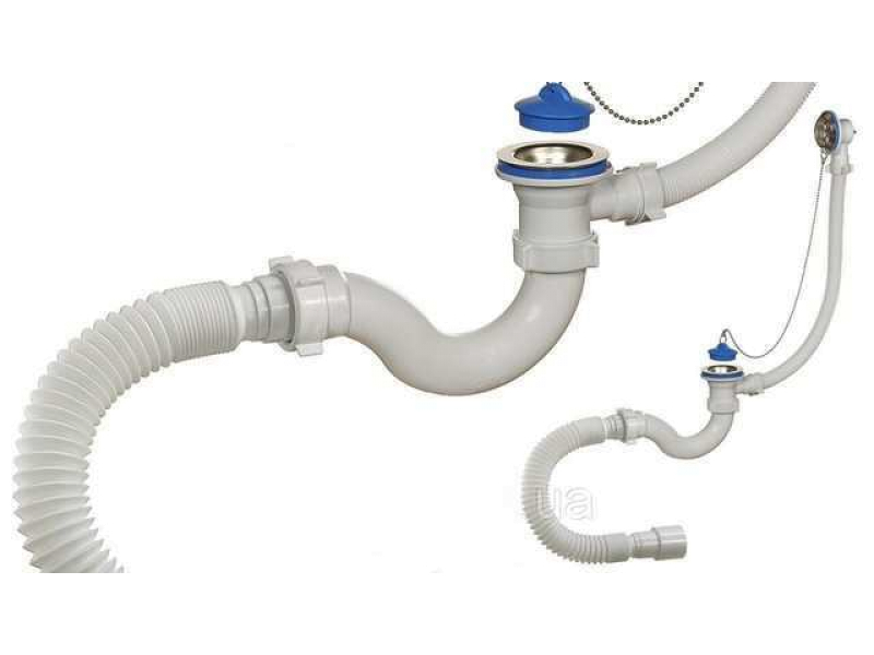 Сифон Waterstal для ванни А-40089 дуга з переливом і гофротрубою +